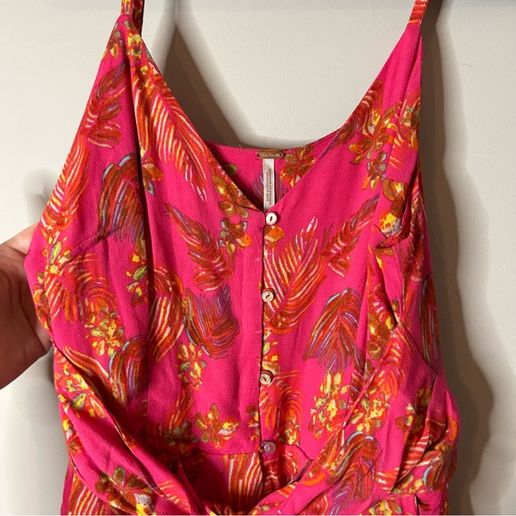 Free People Hot Tropics Jumpsuit in Hot Pink Combo - Picture 3 of 8